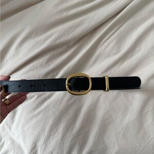 NWOT Aritzia Black Belt with Gold Buckle
